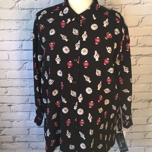 100% polyester black blouse with designs
